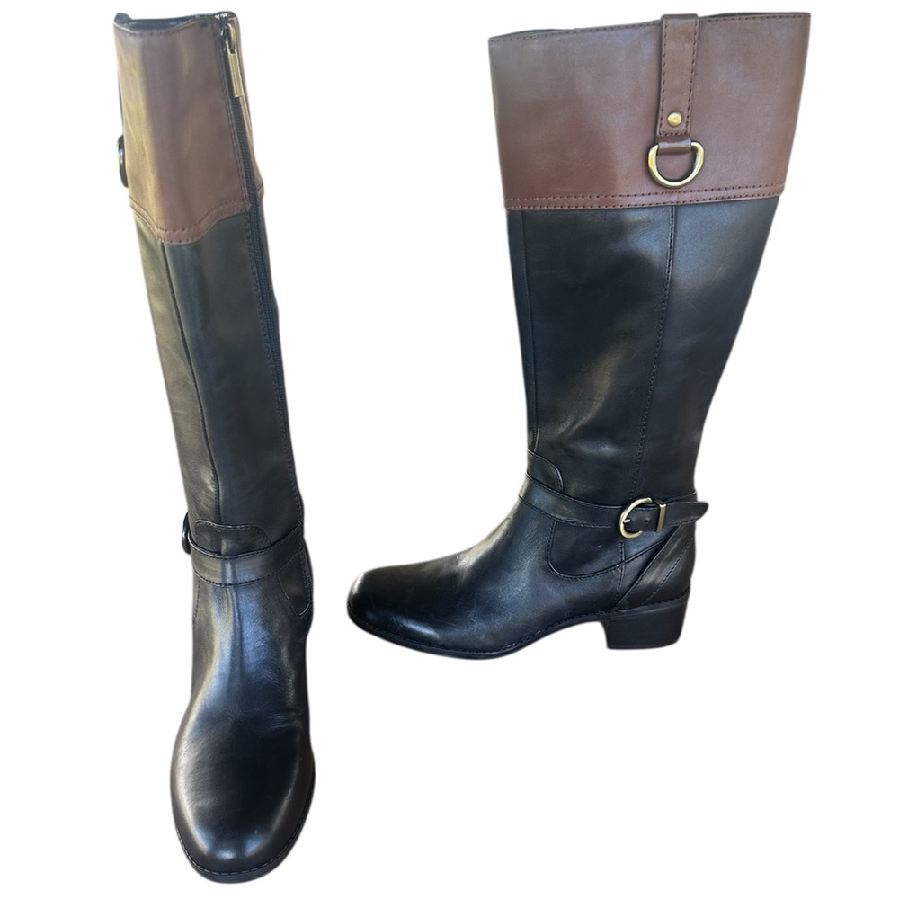 Bandolino Chamber Tall Riding Boots Black with Brown Two Toned Size 7